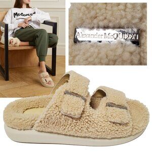 ALEXANDER MCQUEEN SHOES NATURAL SHEARLING LEATHER SANDALS sz 41 11